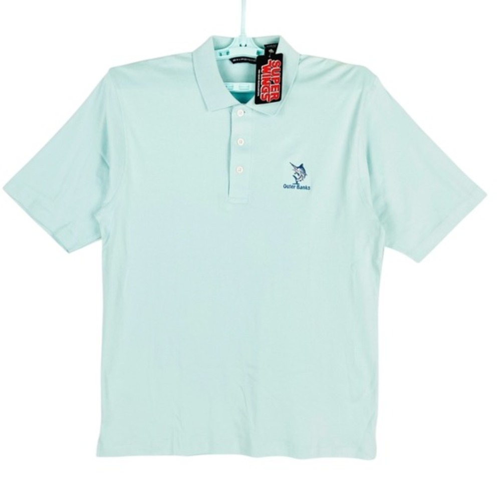 Baypointe Men's Aqua Polo Shirt Size XL‎ Marlin Embroidery Short Sleeve NWT